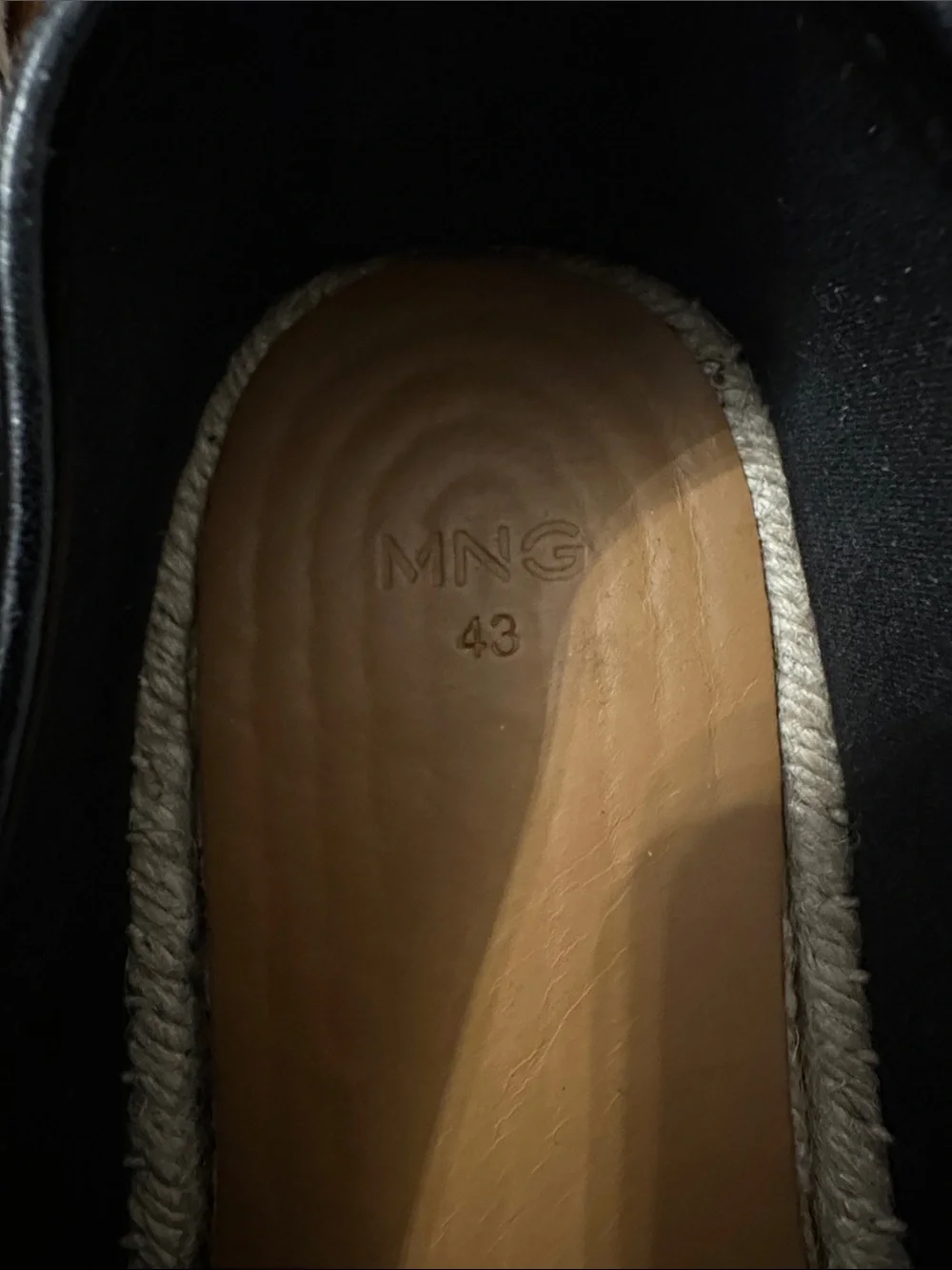 Mango Black Leather Slip-On Espadrilles from MANGO